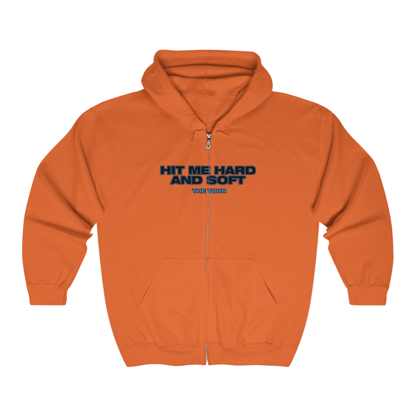 Billie Eilish Merch - Hit Me Hard and Soft Orange Signature Tour Dates Zip Up Hoodie
