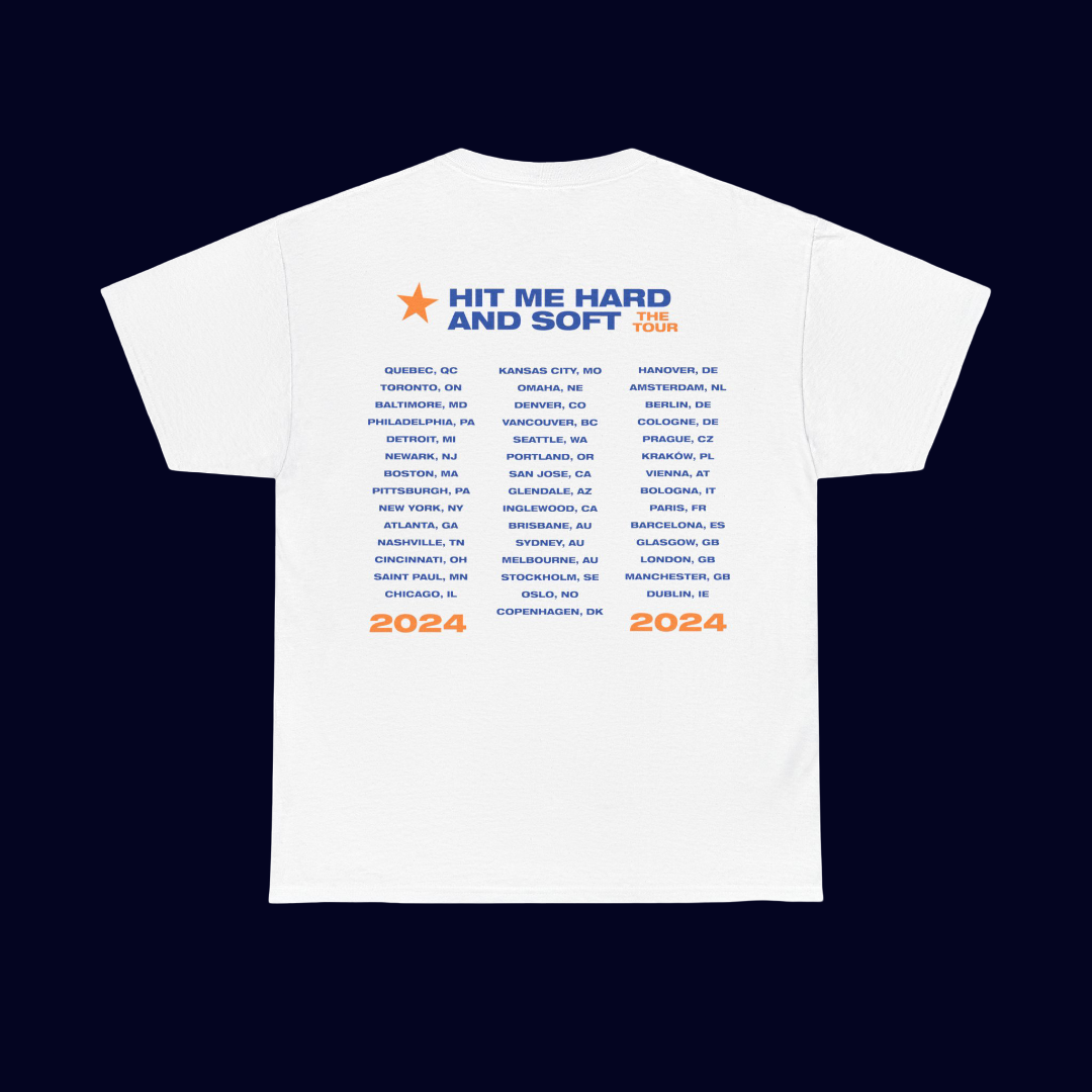 Billie Eilish Merch - Hit Me Hard And Soft Vintage Tour Dates White T-shirt