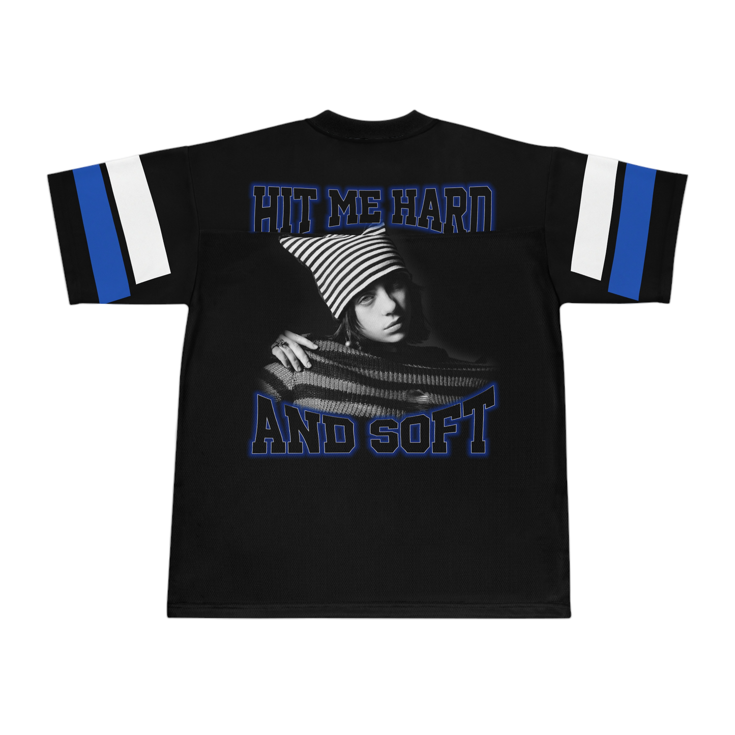 Billie Eilish Merch - Hit Me Hard and Soft Blue and Black Vintage Jersey