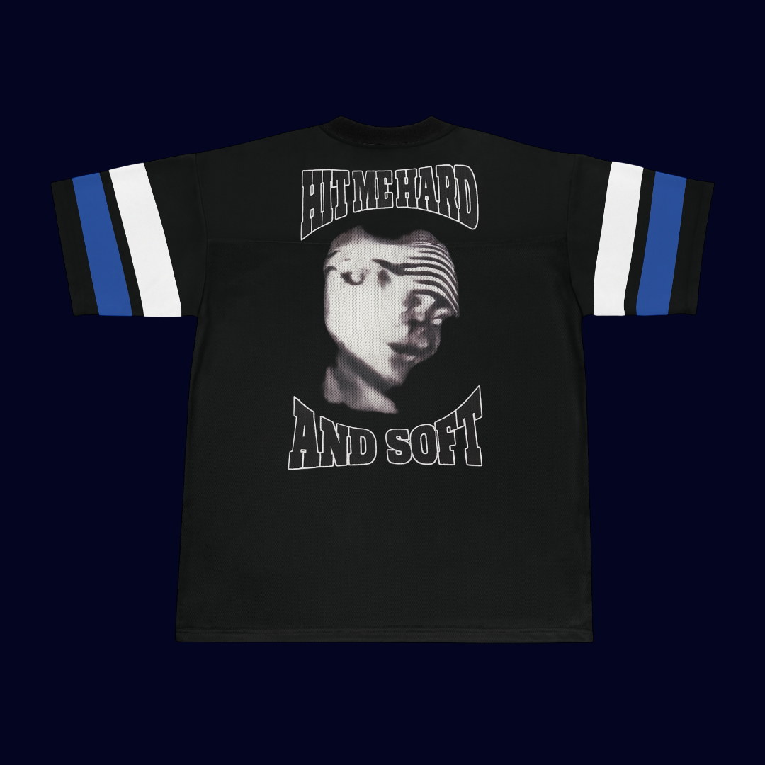 Billie Eilish Merch - Hit Me Hard and Soft Blue Distorted Face Jersey